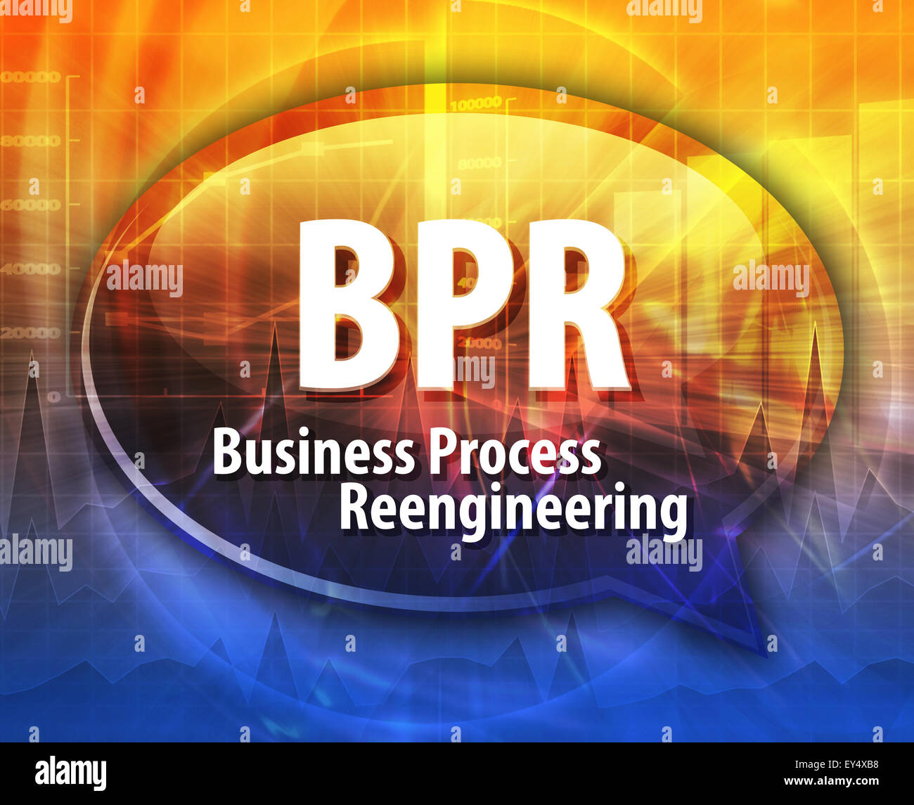 word speech bubble illustration of business acronym term BPR business process reengineering Stock Photo
