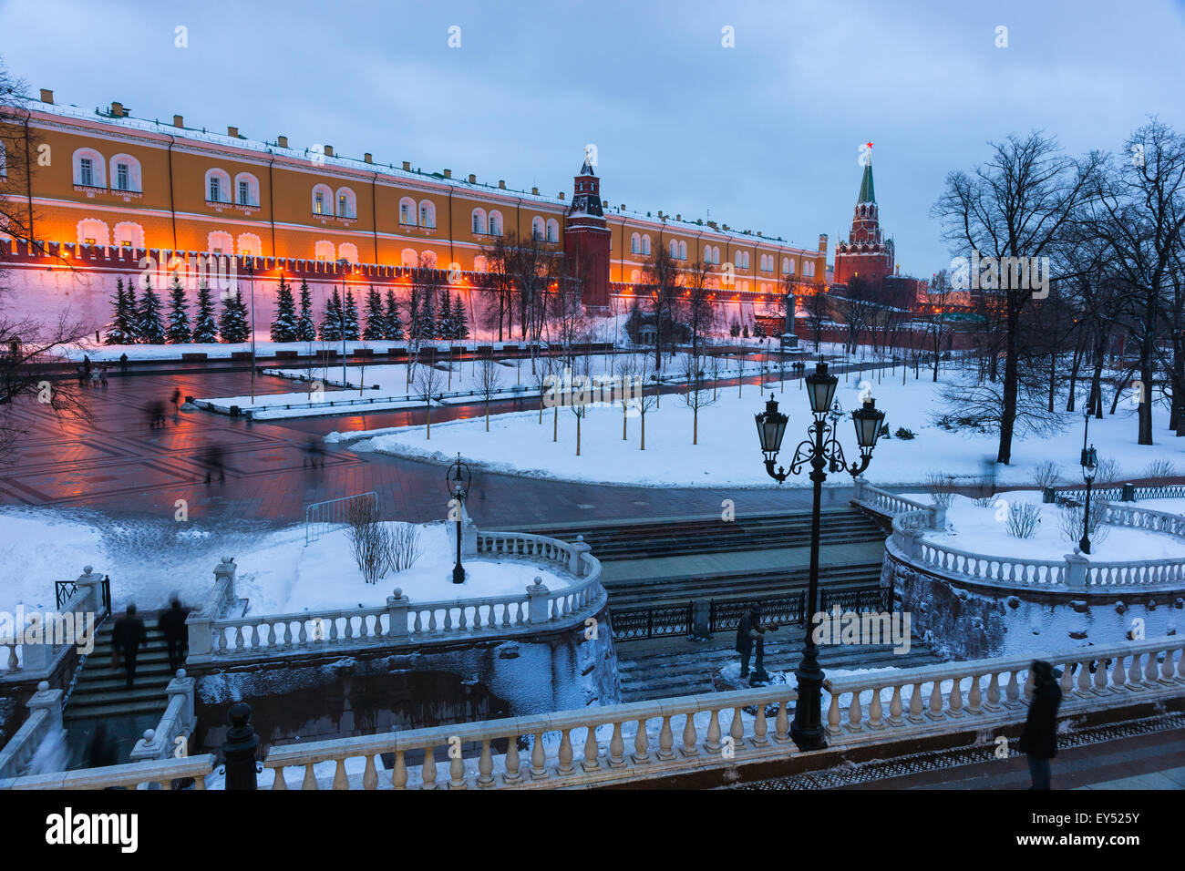 Alexander garden of Moscow Kremlin in wintertime. War memorial of the