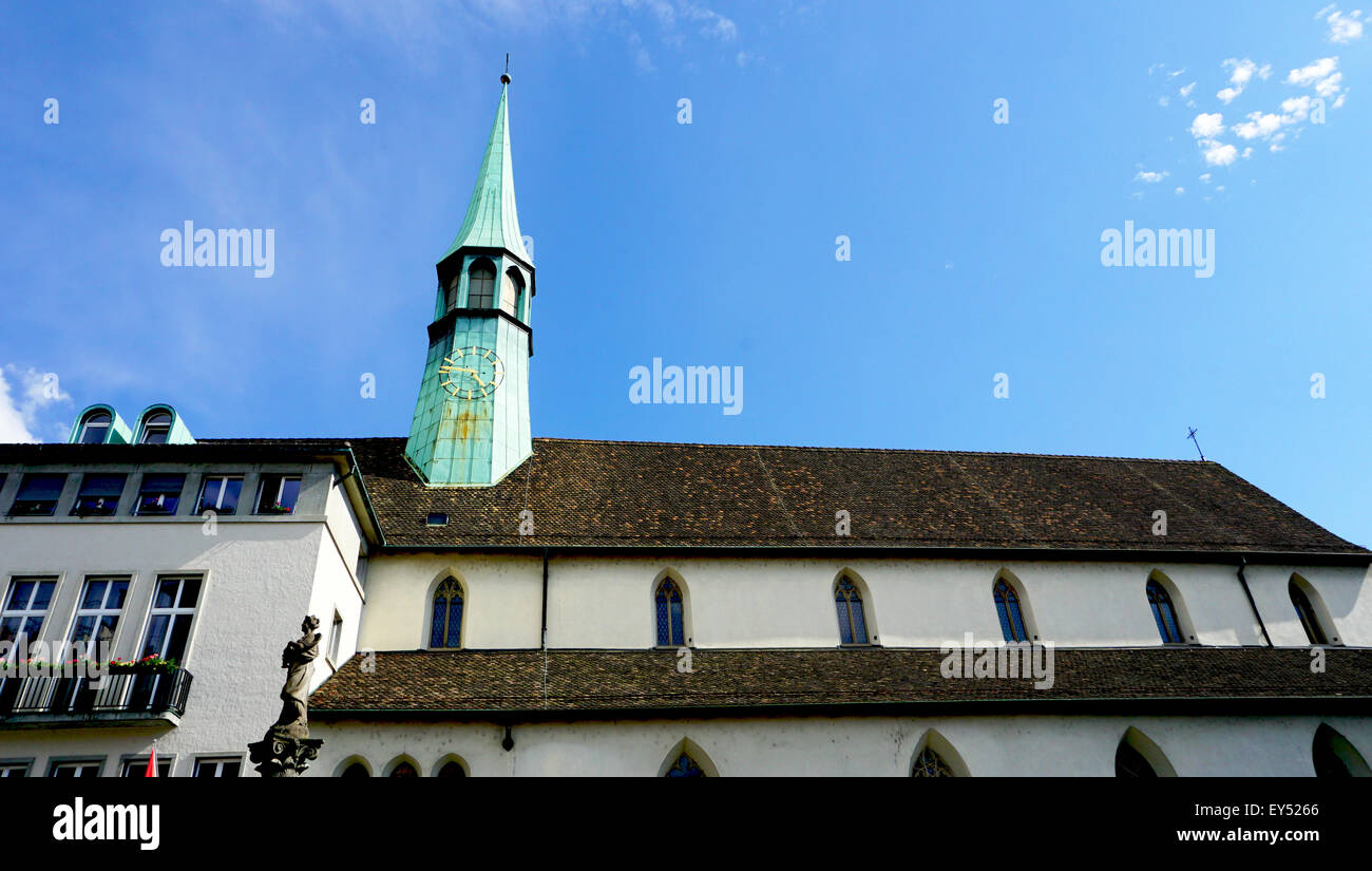 Historical Church in zurich, Switzerland horizontal Stock Photo