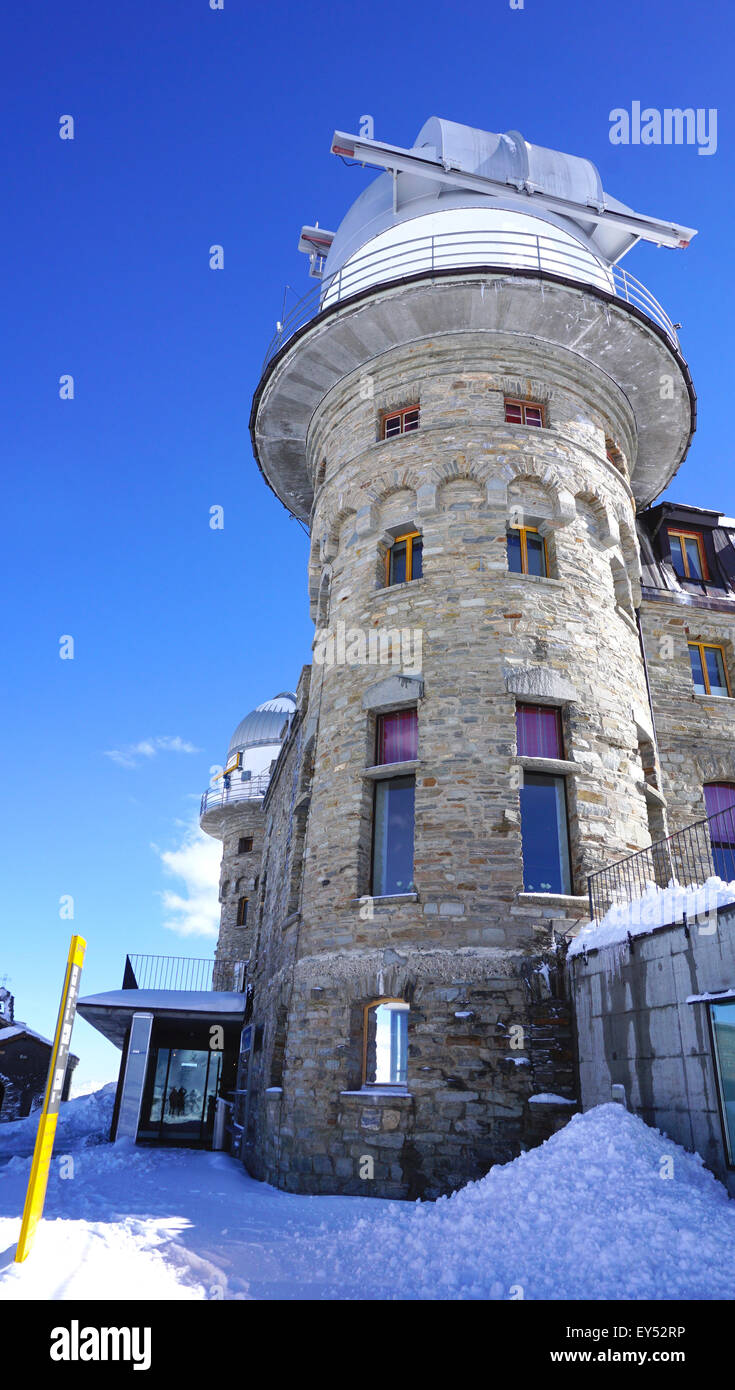 Scene of Building at Gornergrat station, Matterhorn, Zermatt, Switzerland Stock Photo