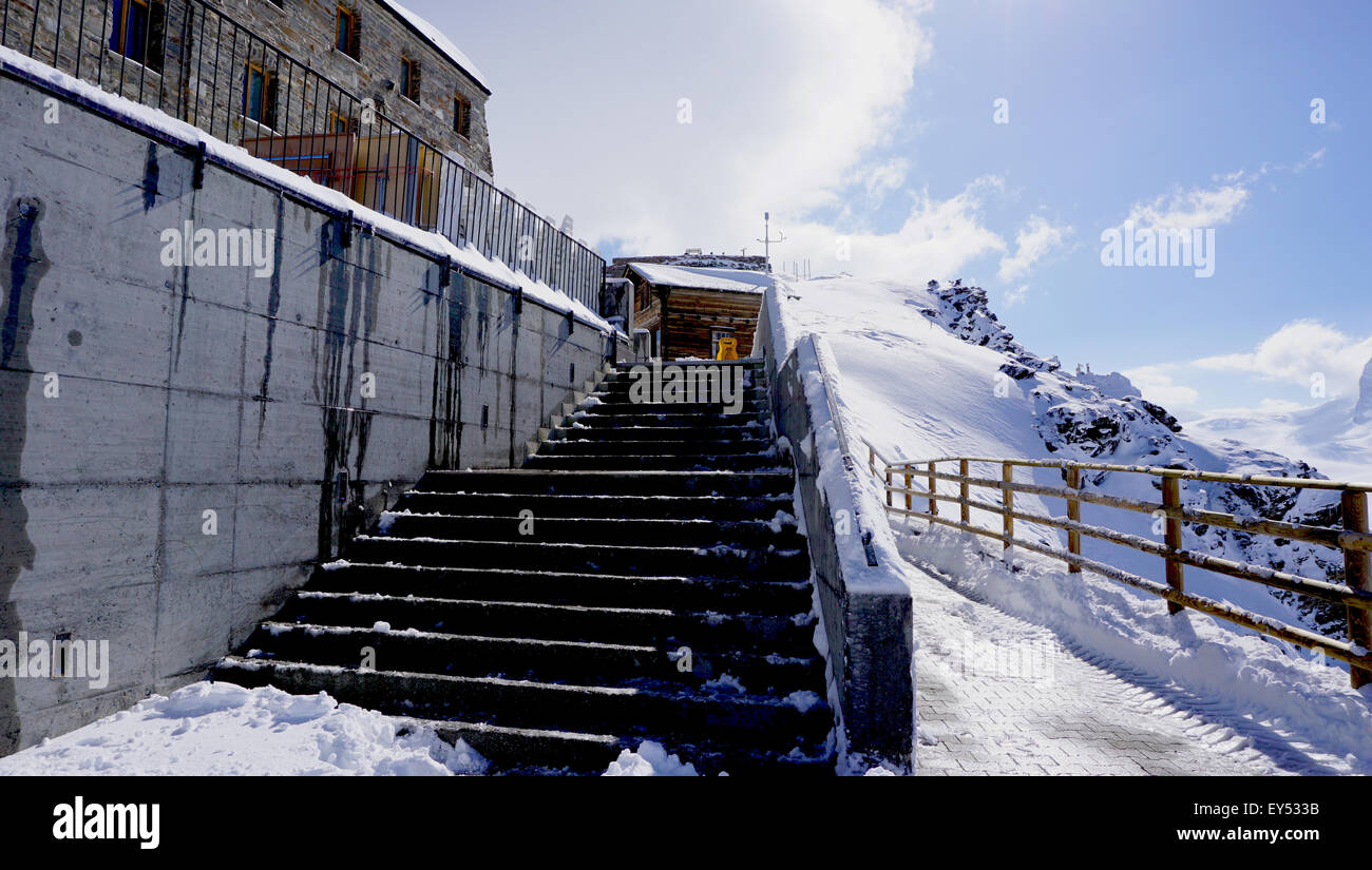 stair of Building at Gornergrat station, Matterhorn, Zermatt, Switzerland Stock Photo