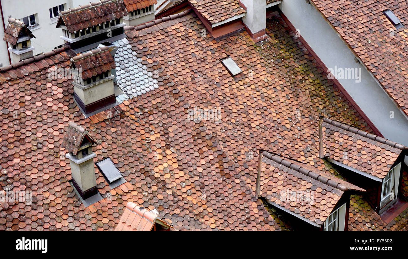 close up old town city house roof Bern, Switzerland Stock Photo