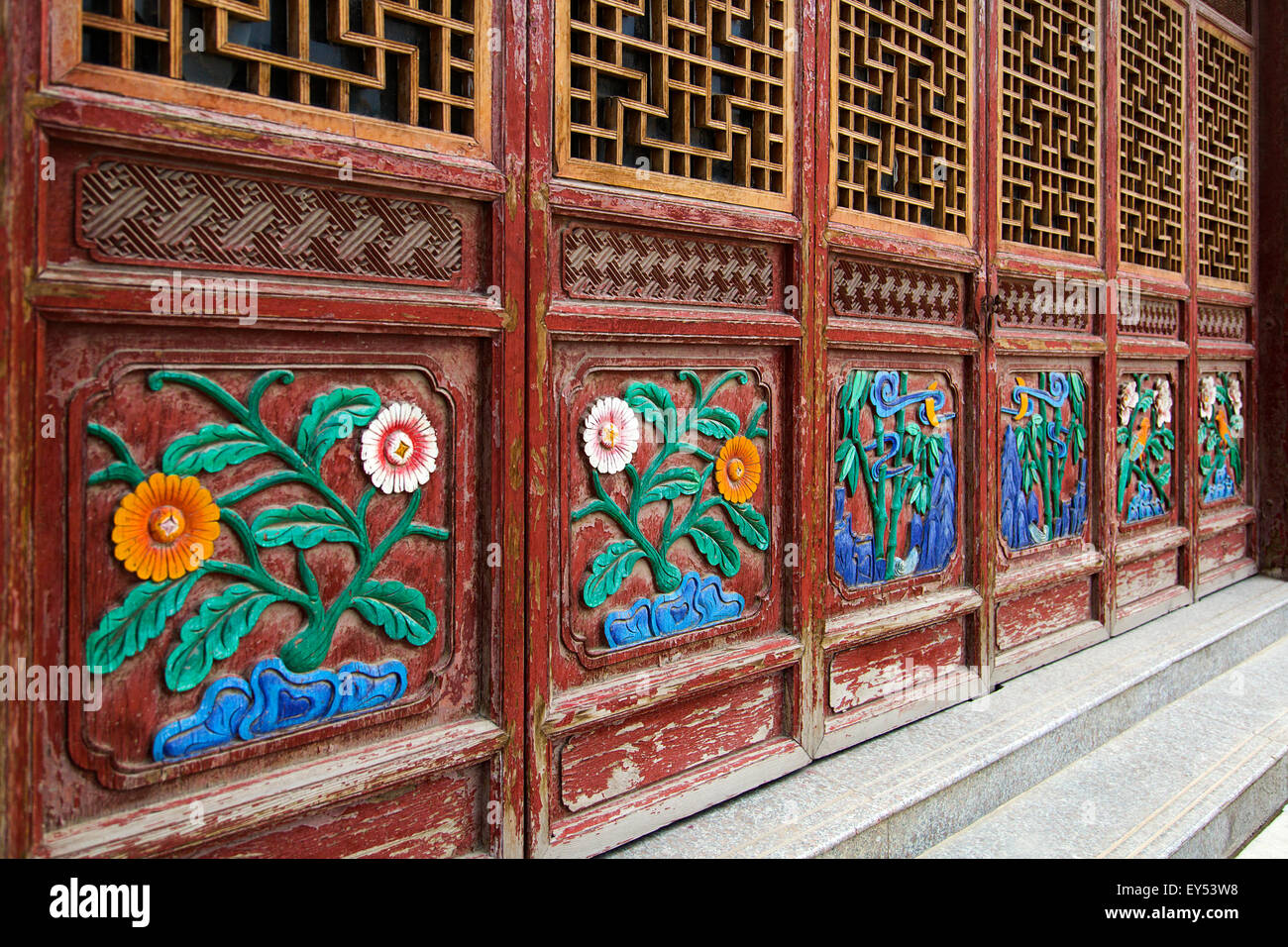 Chinese ancient wooden door Stock Photo