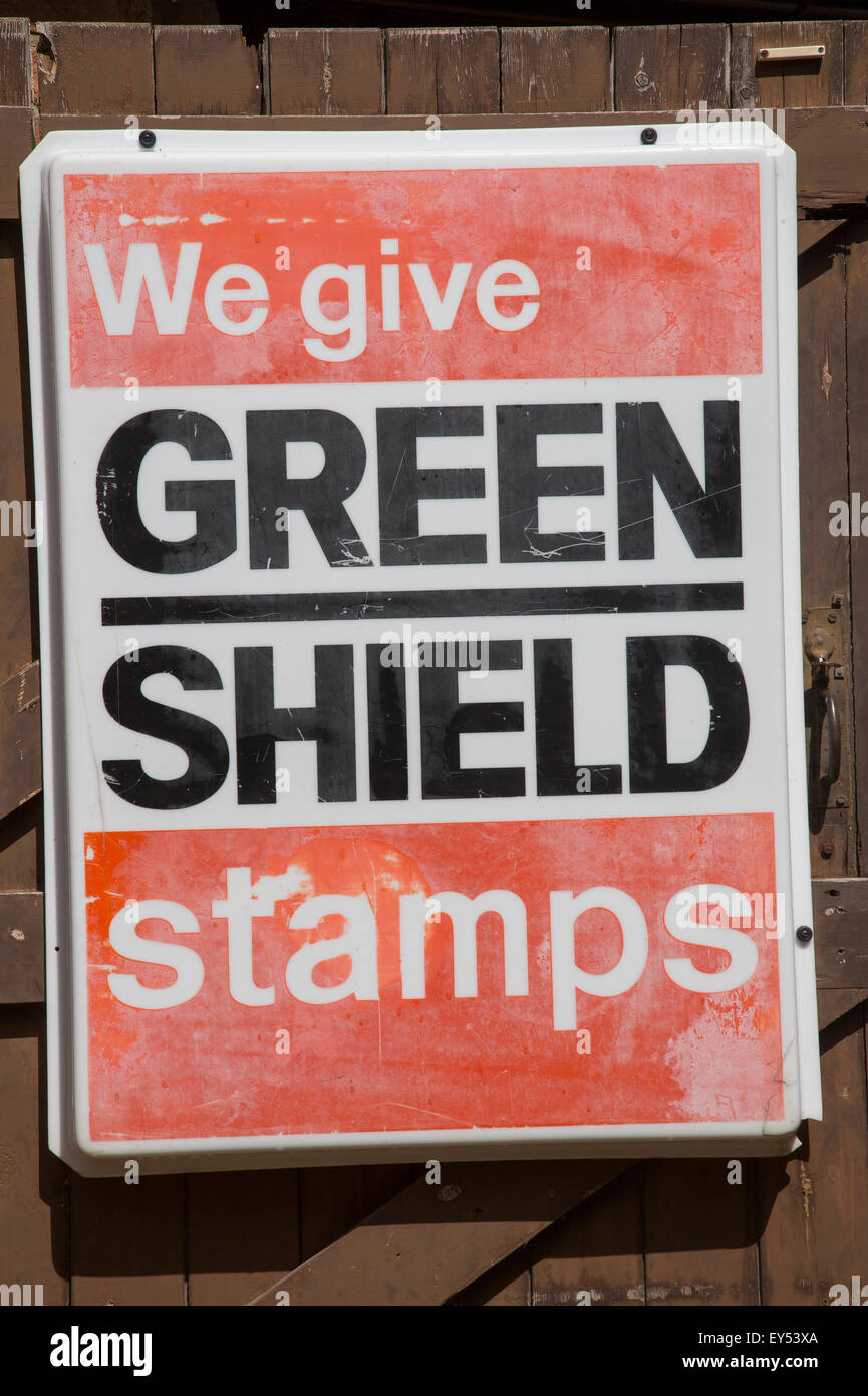 Green Shield Stamps old sign, UK Stock Photo Alamy