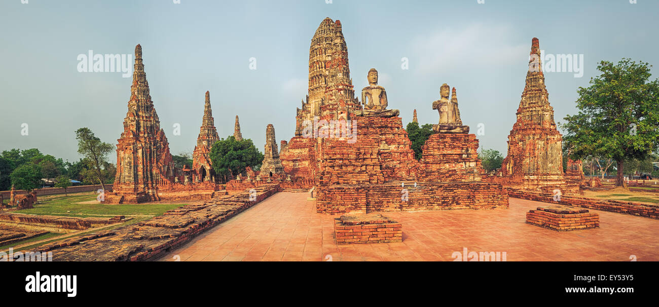 Wat Chaiwatthanaram. Ayutthaya historical park. Panorama Stock Photo