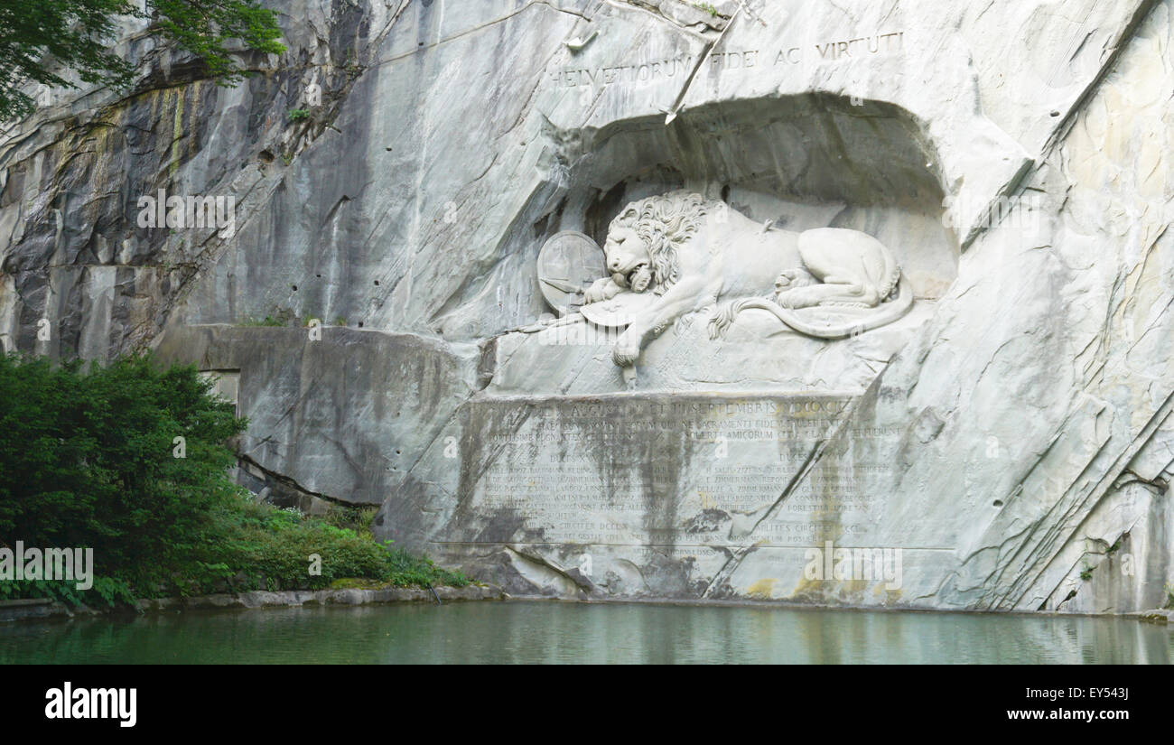 famous dying lion monument in Lucerne, Switzerland Stock Photo