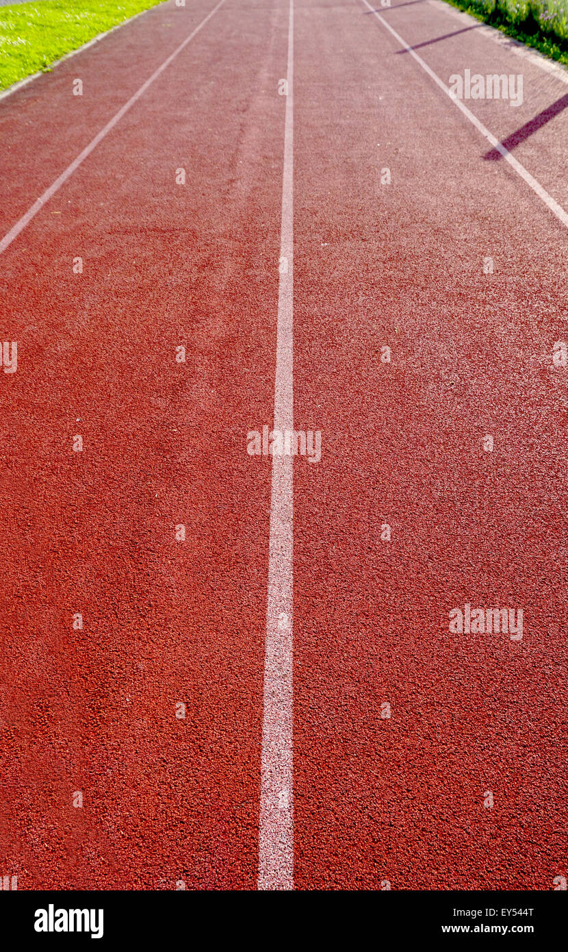 red and white line Running Track Stock Photo Alamy