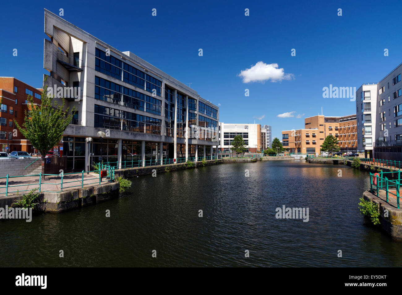 Flats and offices besides Roath Basin, Cardiff Bay, Wales, UK Stock Photo Alamy