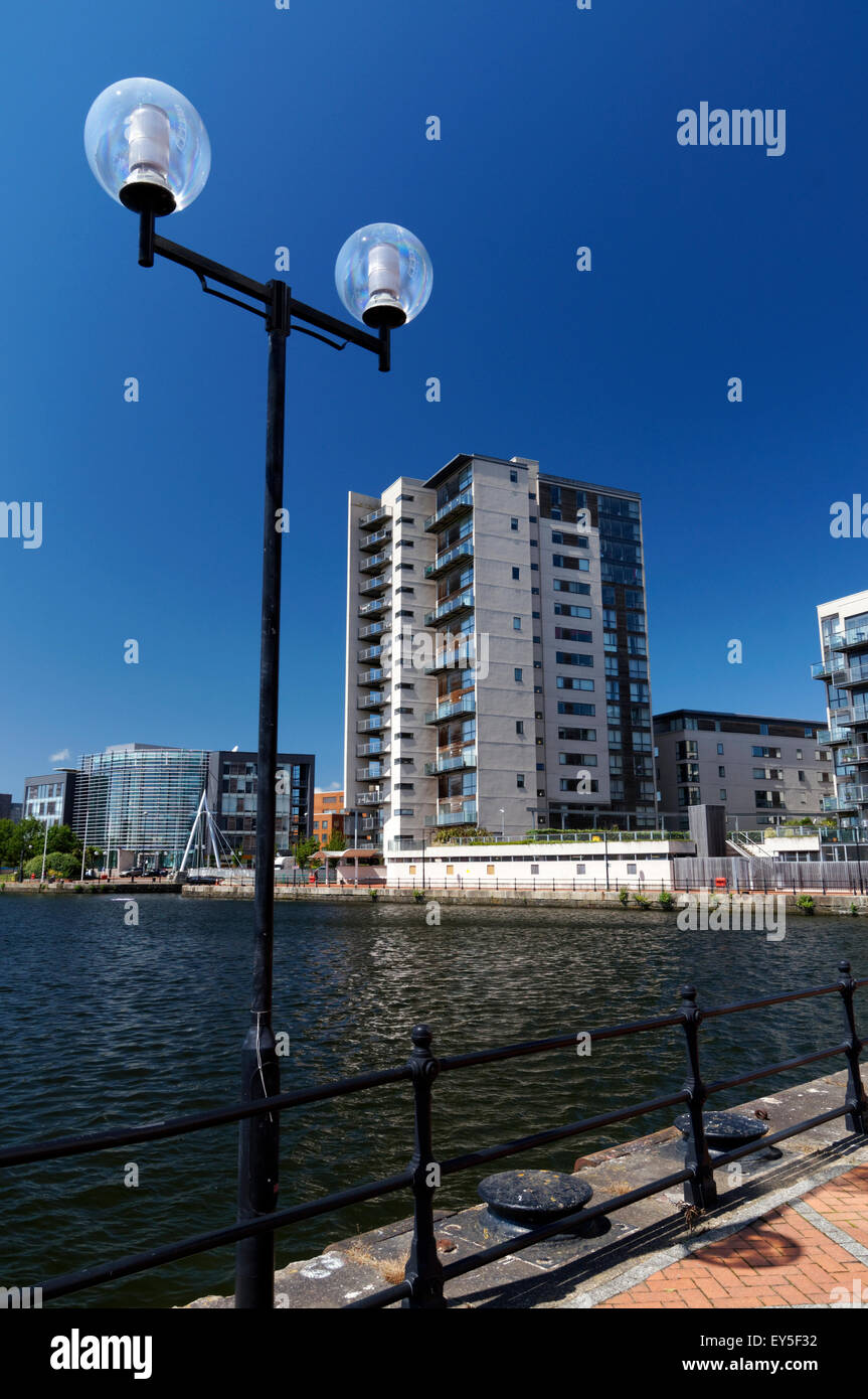 Roath Basin and flats, Cardiff Bay, Wales, UK Stock Photo Alamy