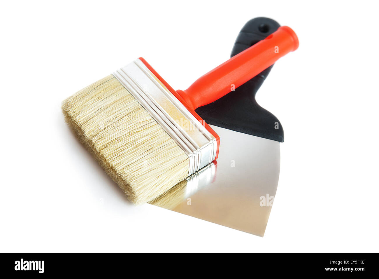 Brush and spatula  on a white background Stock Photo