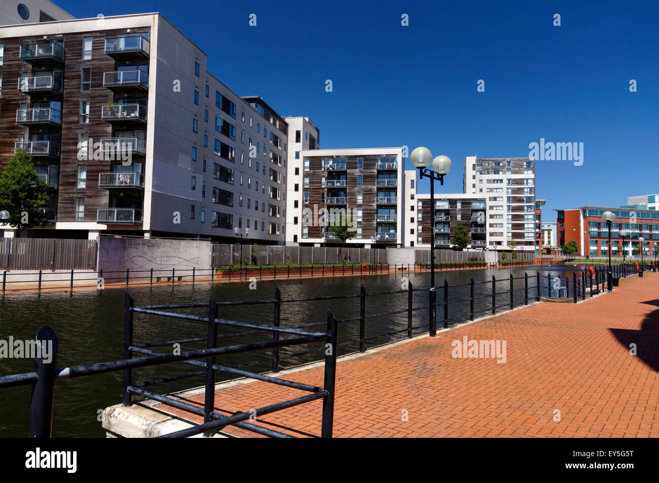 Offices and blocks of flats, Roath Basin, Cardiff Bay, Wales Stock Photo Alamy