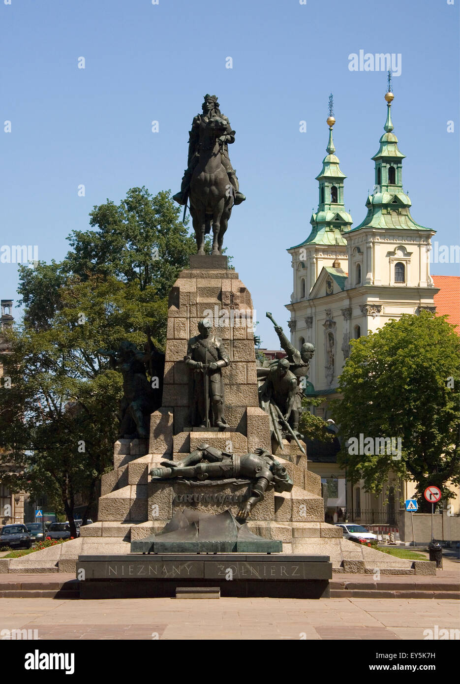 Poland Krakow, Monument commemorating the Battle of Grunwald, 15 July 1410, won by King Wladyslaw Jagiello Stock Photo