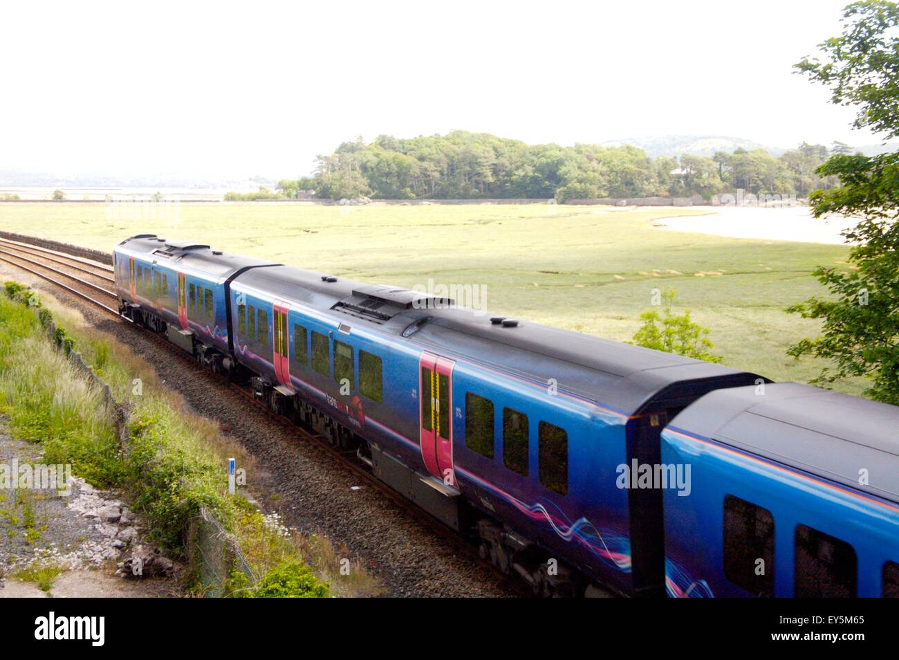 First TransPennine train between Carnforth and Silverdale, Lancashire, England Stock Photo Alamy