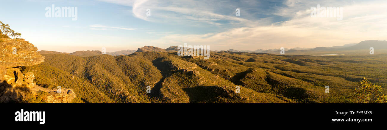 Panoramic view of mountains in the Victoria Valley, Grampians National Park, Victoria, Australia Stock Photo