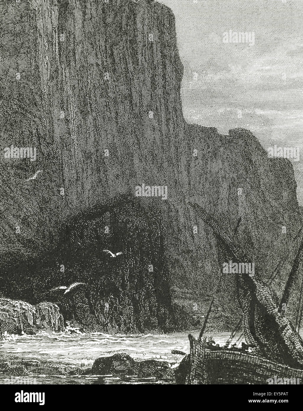 Idyls of the King by Lord Alfred Tennyson (1809-1892). Engraving by Gustave Dore. Brittany coast. Stock Photo