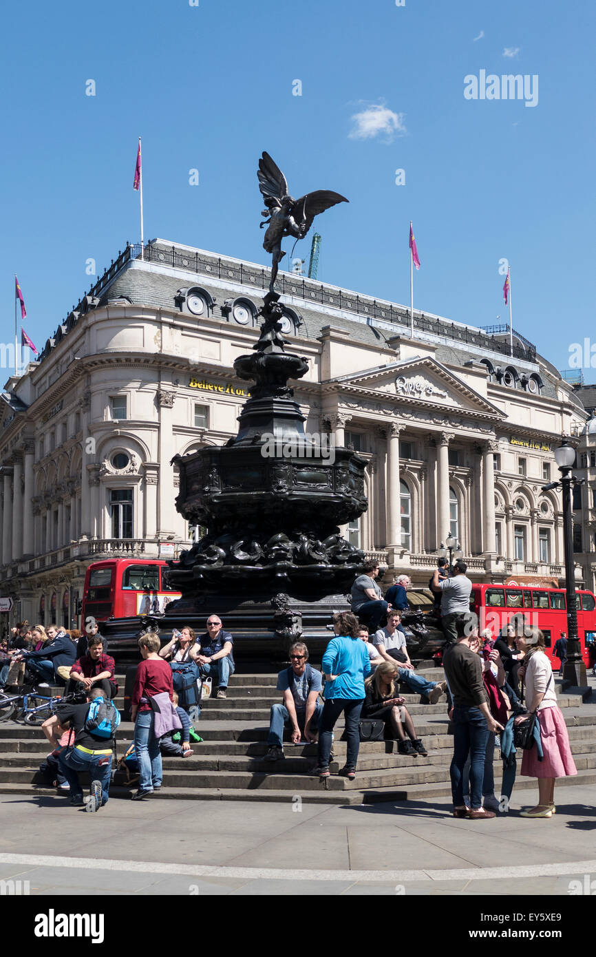England, London, Piccadilly Circus & Eros statue Stock Photo