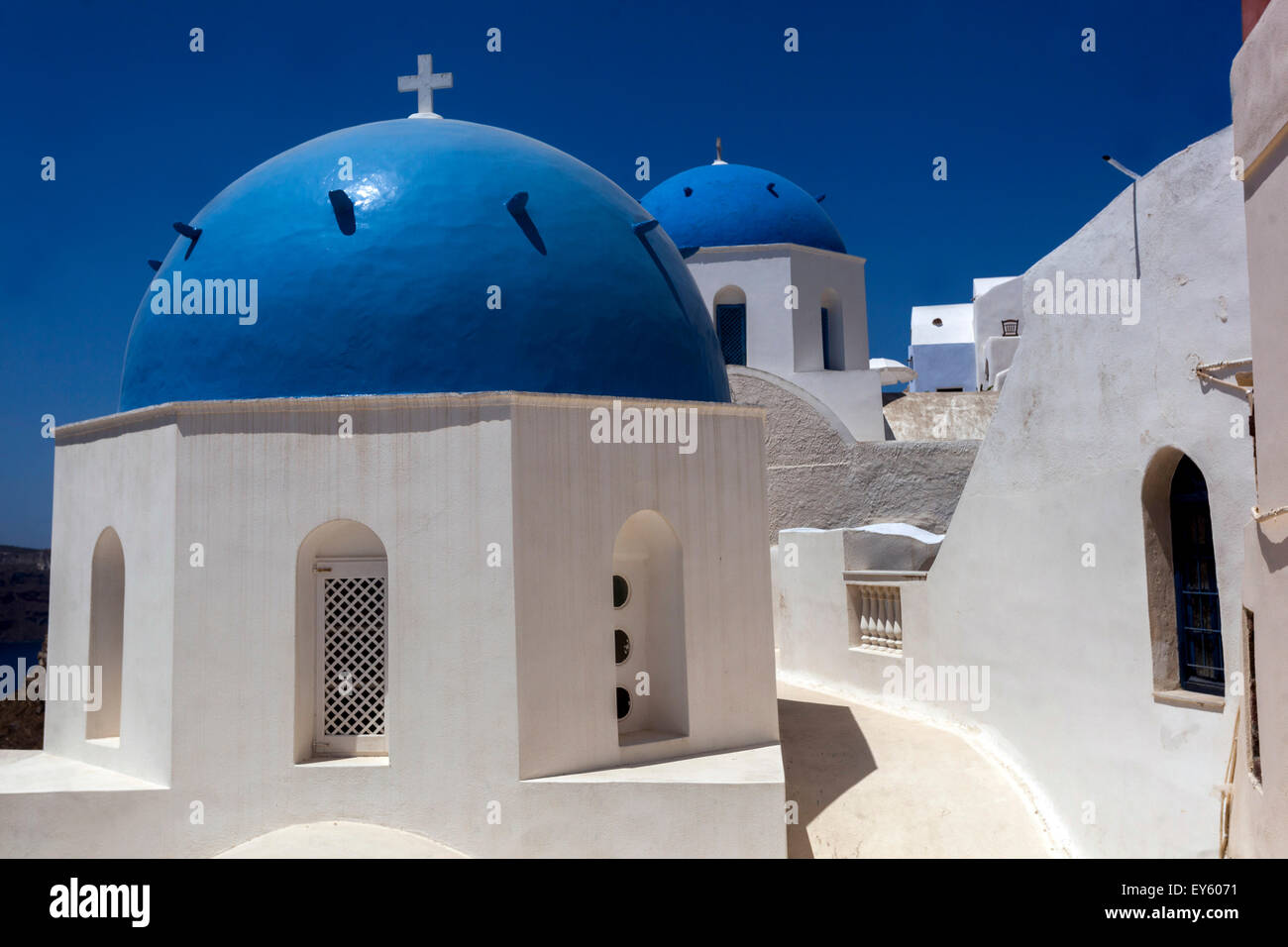 Greek Orthodox Church in Oia village, Santorini, Cyclades Islands ...