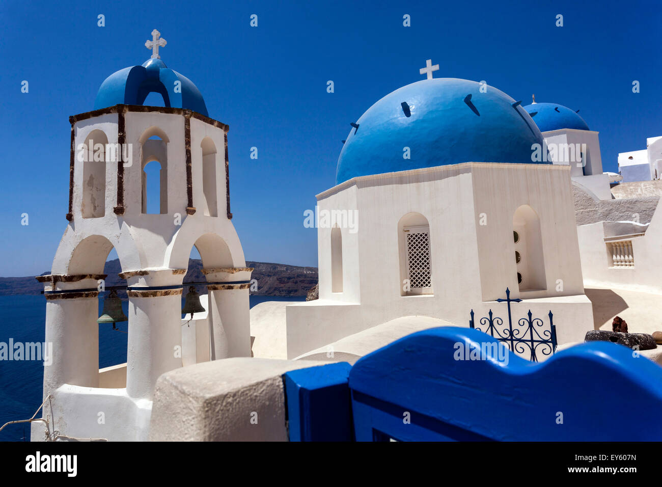 Greek Orthodox Church in Oia village, Santorini, Cyclades Islands, Greece, Europe Stock Photo