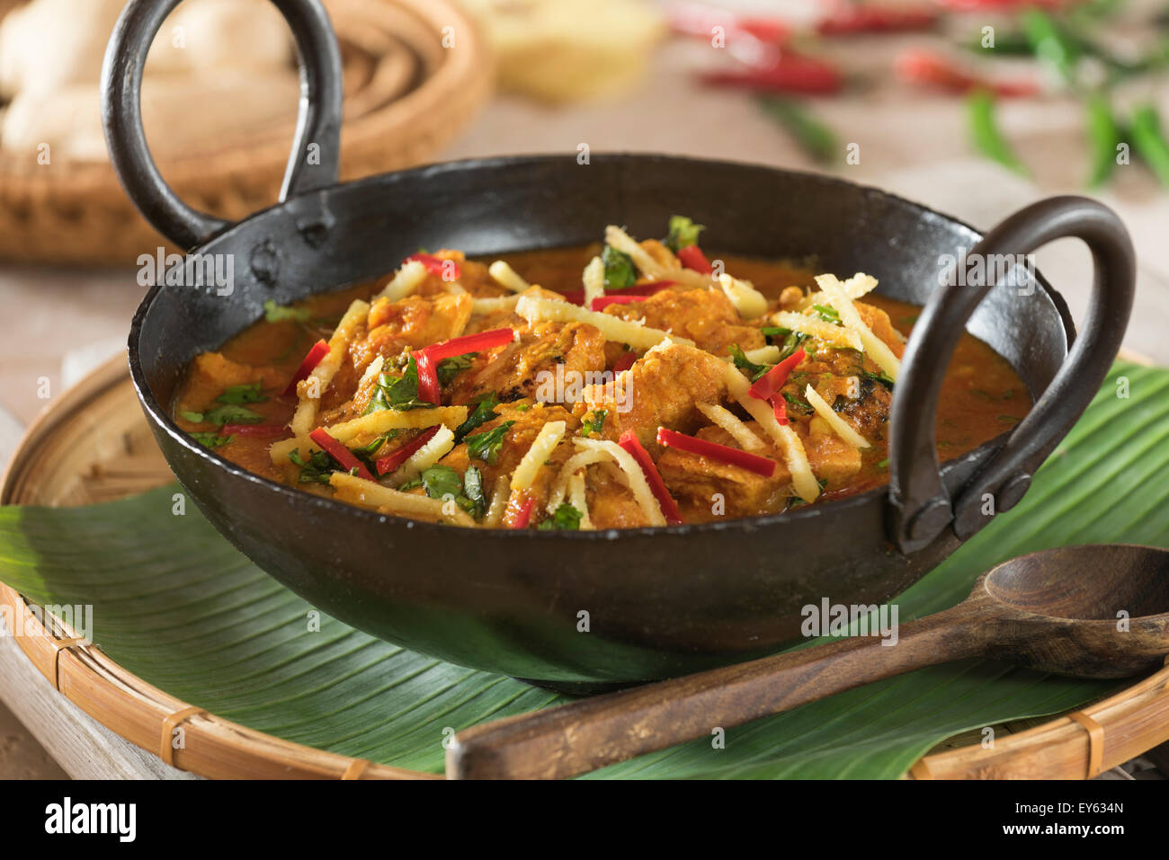 Adraki murgh. Ginger chicken curry. India Food Stock Photo