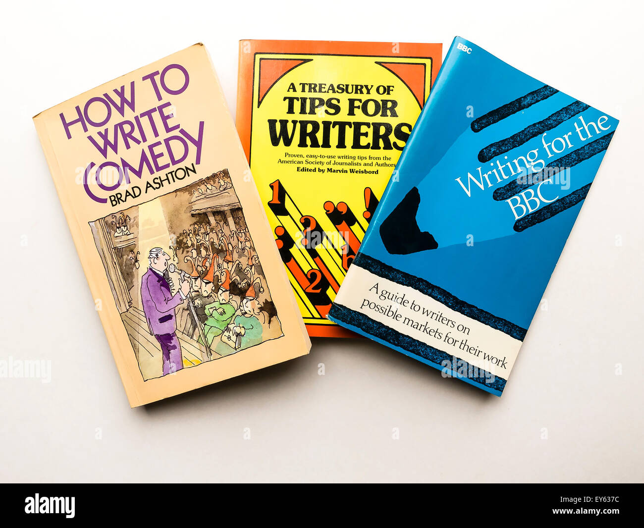 Three old books of advice and instruction for budding writers Stock Photo