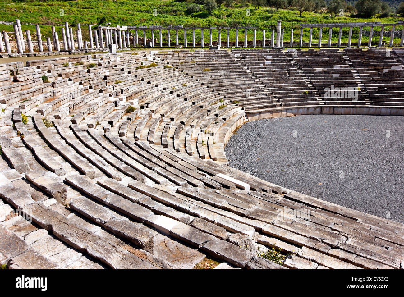The Stadium in the archaeological site of Messene (or 'Messini'), Messinia Prefecture, Greece. Stock Photo