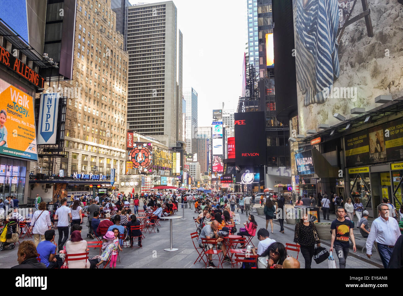 Times Square, pedestrian plaza, New York City, Manhattan, USA. Stock Photo