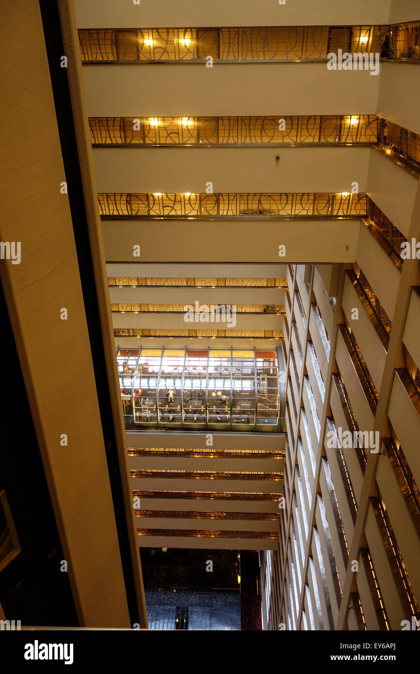 Interior of the Marriott Marquis, Atrium View, with elevators, Times Square, Manhattan, New York