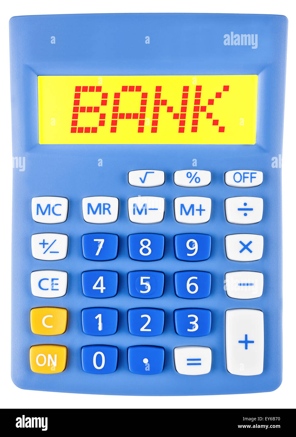 Calculator with BANK on display on white background Stock Photo Alamy