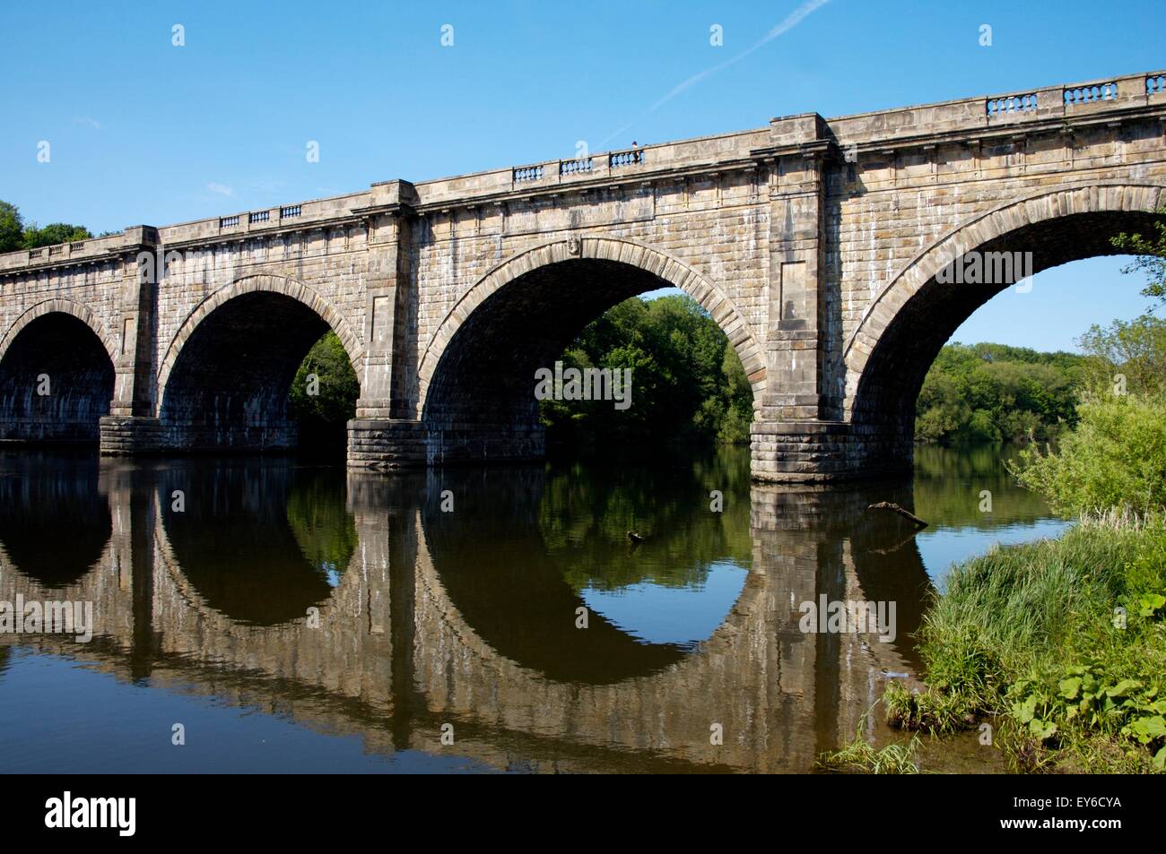 Lune aqueduct carrying the Lancaster Canal across River Lune, Lancaster, Lancashire, England Stock Photo