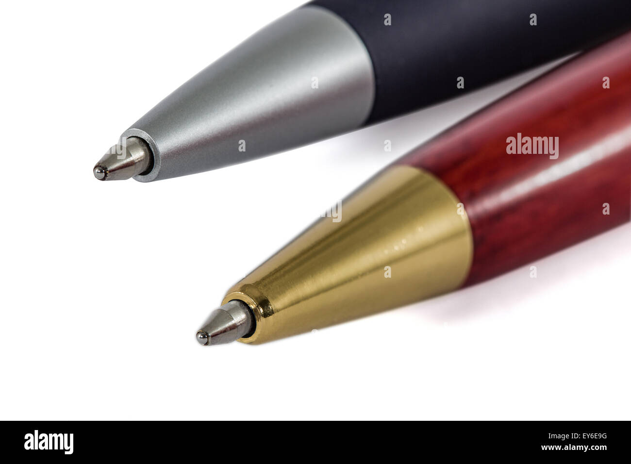 Pens close-up, isolated on white background Stock Photo
