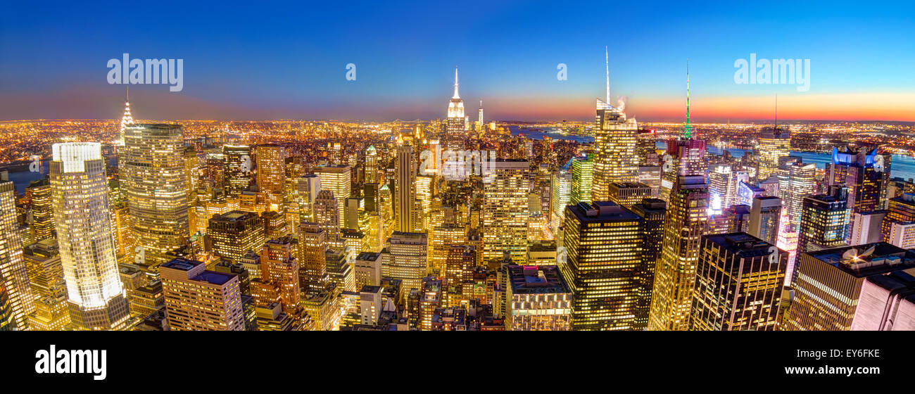 New York City Manhattan downtown skyline Stock Photo - Alamy