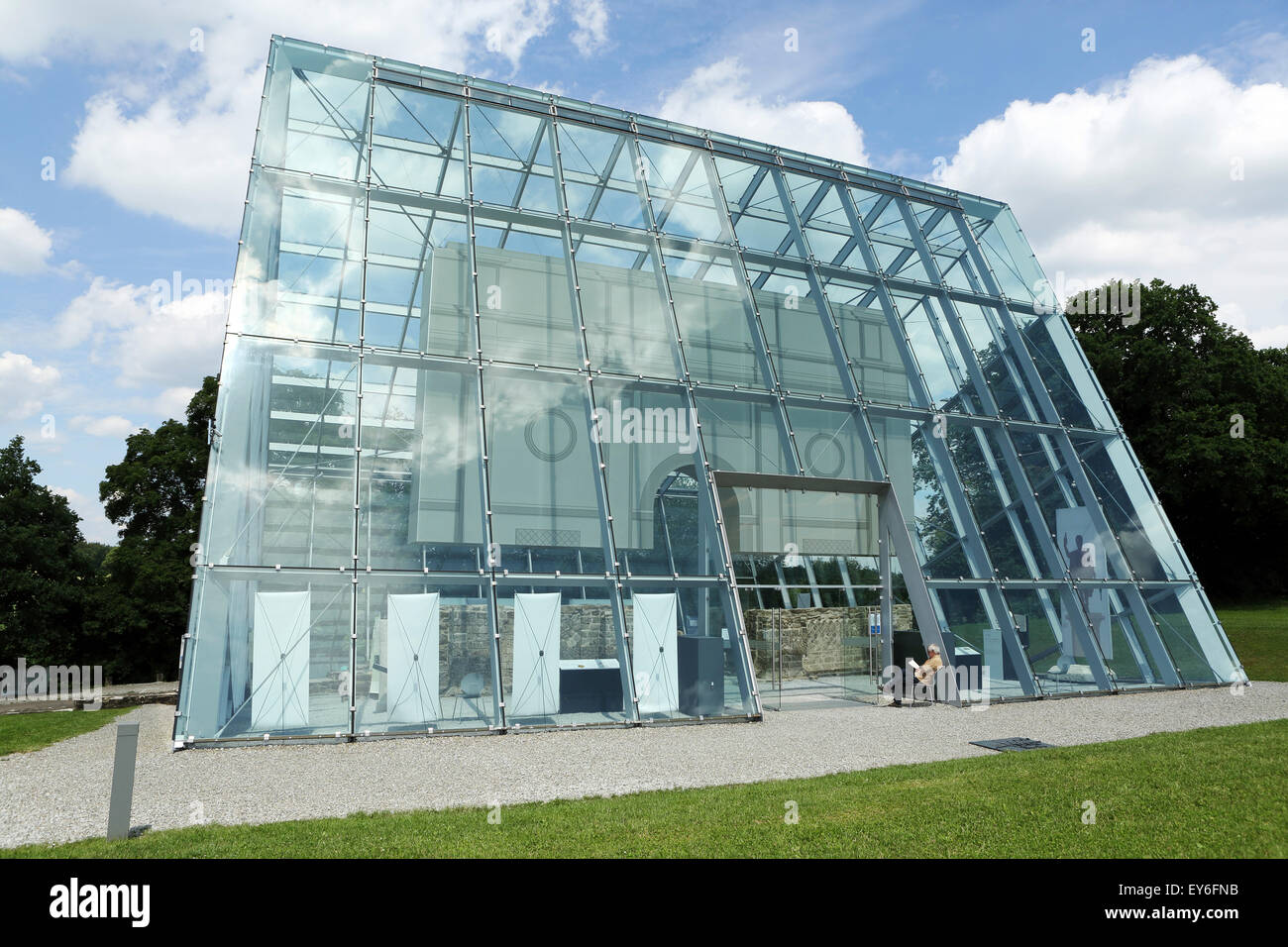Glass building protecting the remains of the Roman triumphal arch in the  Limes-Park Rainau at Rainau-Dalkingen near Aalen Stock Photo - Alamy