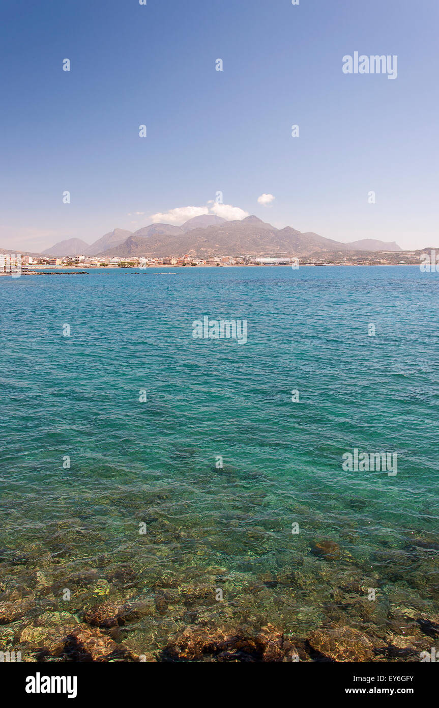 A panoramic image of the southern coastal town of Lerapetra on the Greek island of Crete. Stock Photo