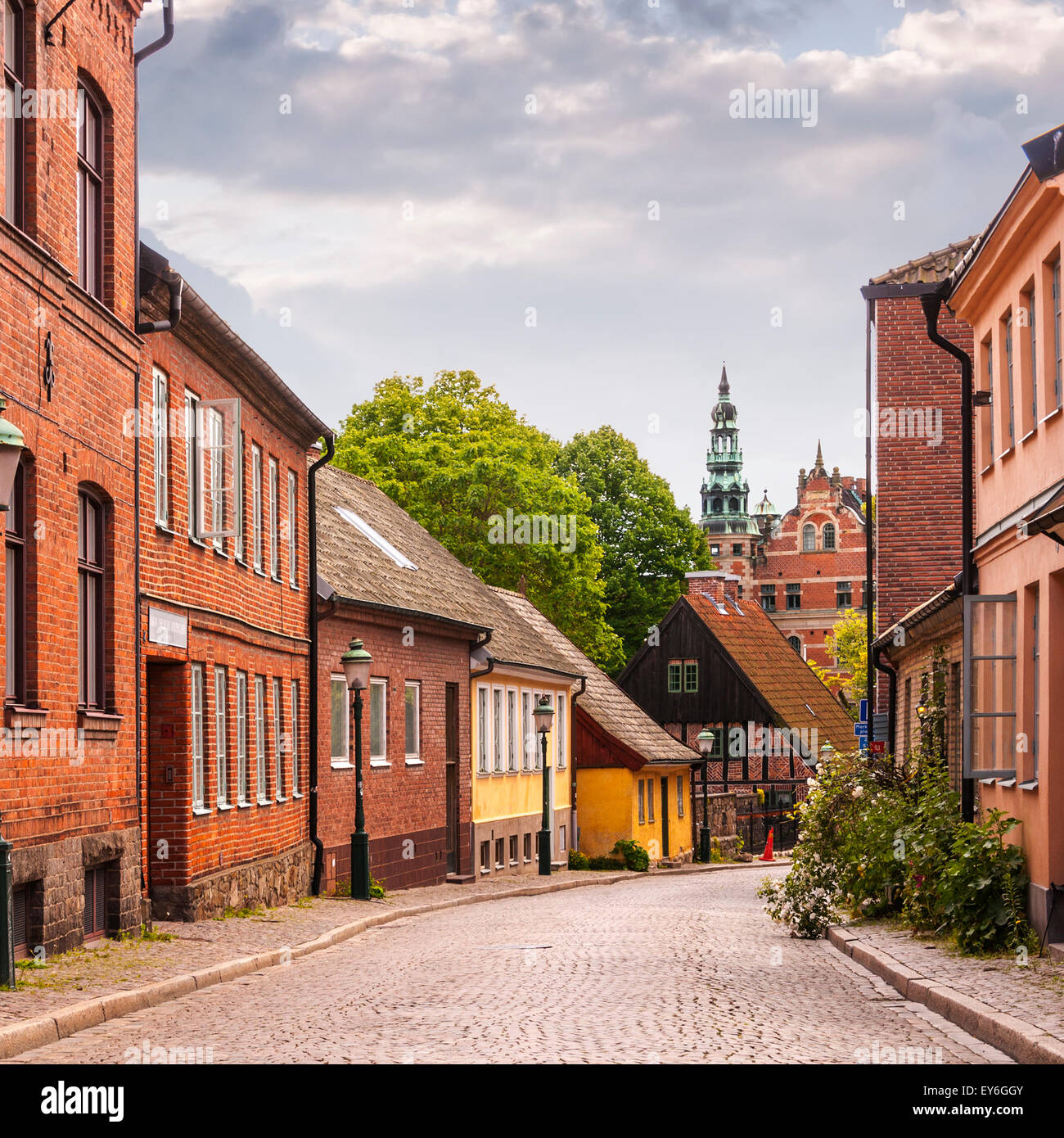 A quaint little street in the old part of Lund, Sweden Stock Photo