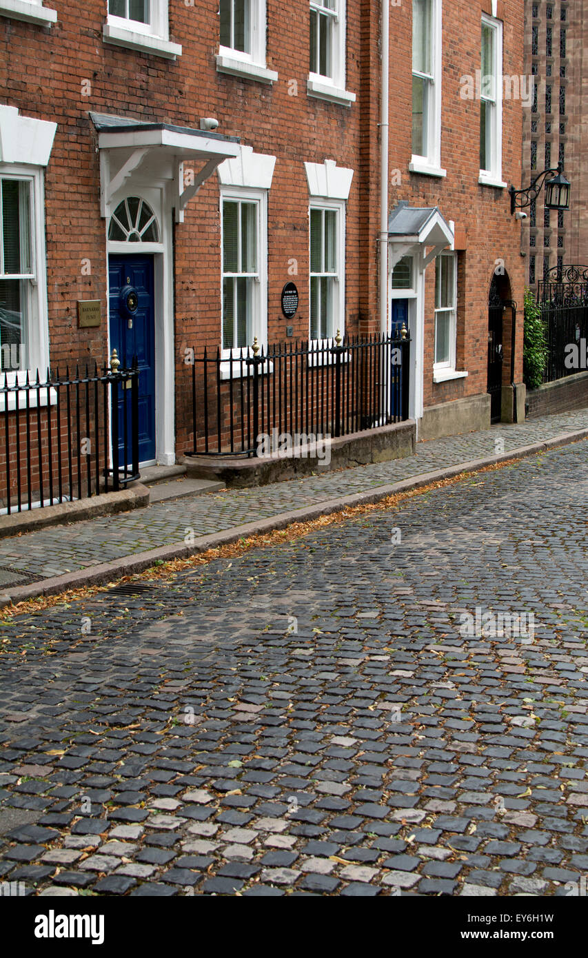 A cobbled street, Priory Row, Coventry, UK Stock Photo