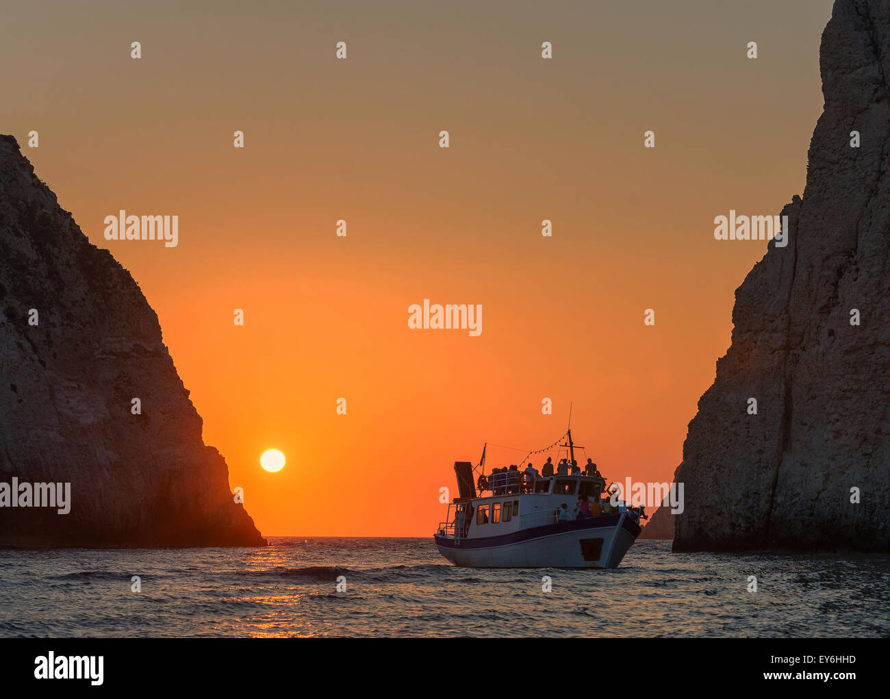 Sunset at myzithres , zakynthos island Stock Photo