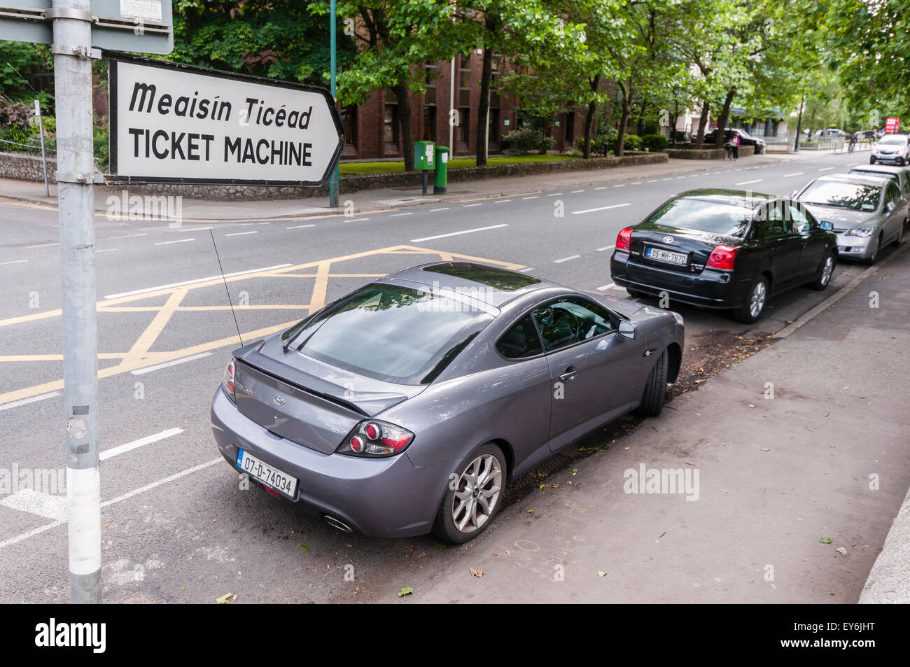 Sign for a car parking ticket machine in Dublin, Ireland Stock Photo