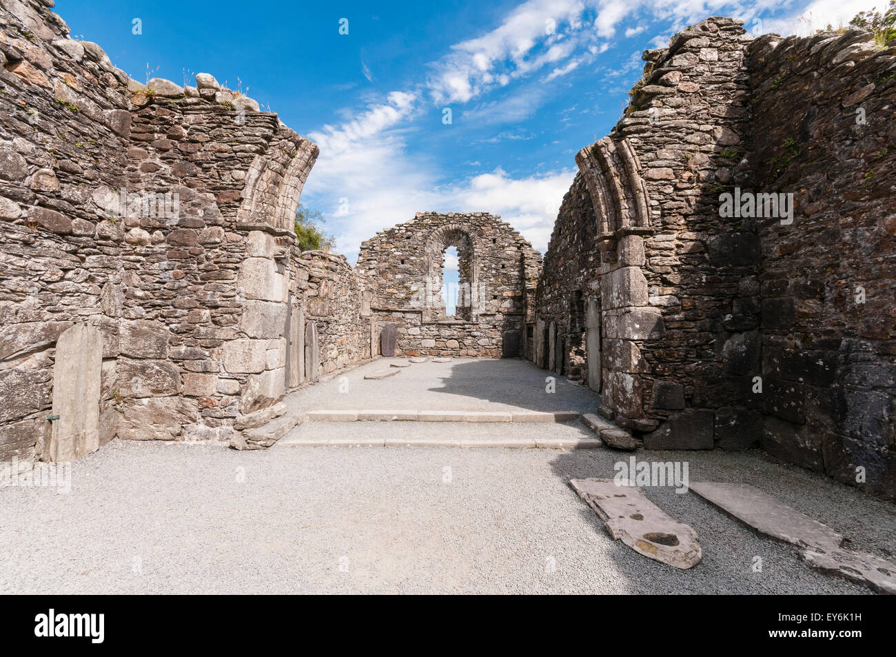 Ruins of the monastic cathedral at Glendalough, Ireland Stock Photo