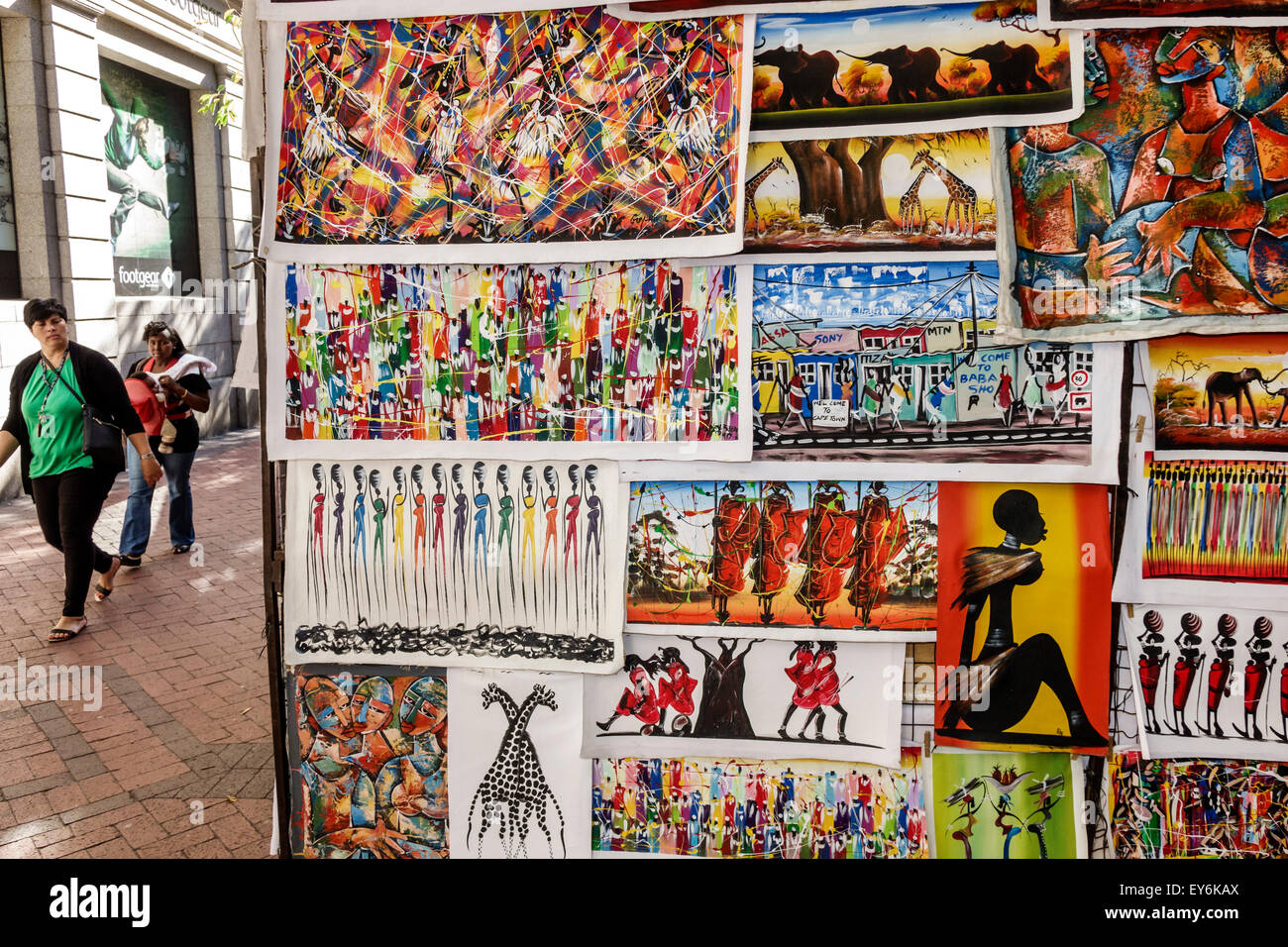 Cape Town South Africa,City Centre,center,Saint St. George's Pedestrian Mall,art,display sale vendor vendors stall stalls booth market marketplace,pai Stock Photo