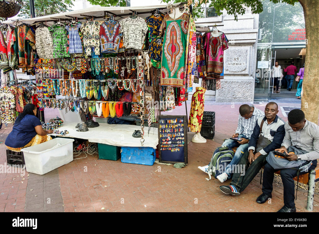 Cape Town South Africa,African,City Centre,center,Saint St. George's  Pedestrian Mall,clothing,product products display sale,vendor vendors  seller,stal Stock Photo - Alamy