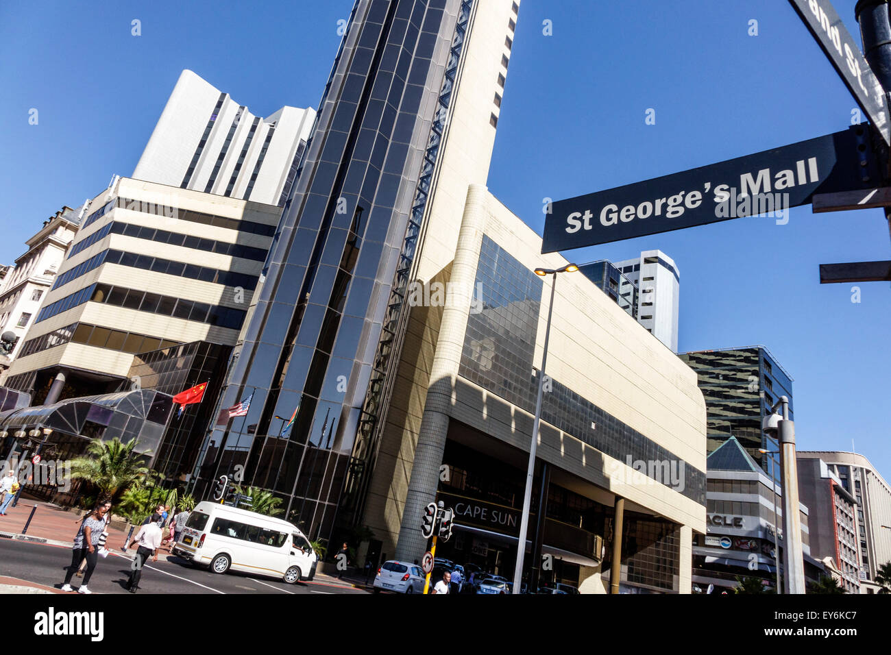 Cape Town South Africa,City Centre,center,Strand Street,St. George's Mall,city skyline,buildings,SAfri150309040 Stock Photo