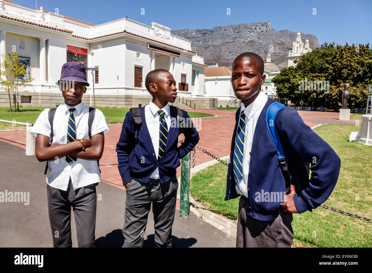 Cape Town South Africa,City Centre,center,Government Avenue,The Company's Garden,public park,Table Mountain National Park,National Gallery,Black male Stock Photo