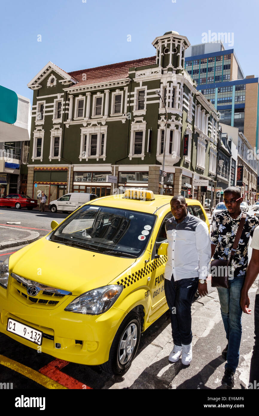 Cape Town South Africa,African,City Centre,center,Long Street,taxi cab,Black Blacks African Africans ethnic minority,adult adults man men male,residen Stock Photo