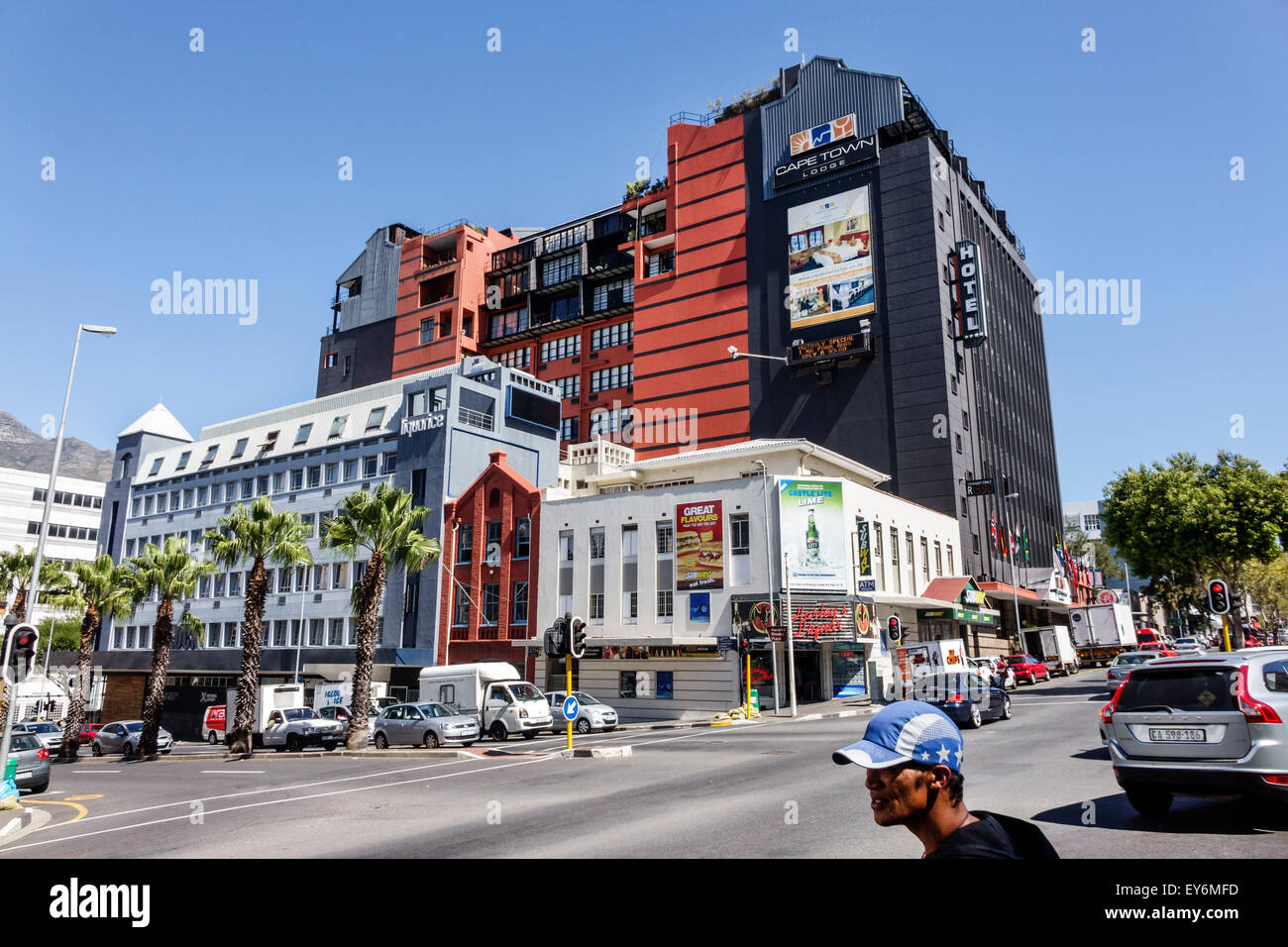 Cape Town South Africa,African,City Centre,center,Buitengracht Street,Wale,Cape Town Lodge,hotel hotels lodging inn motel motels,traffic,visitors trav Stock Photo