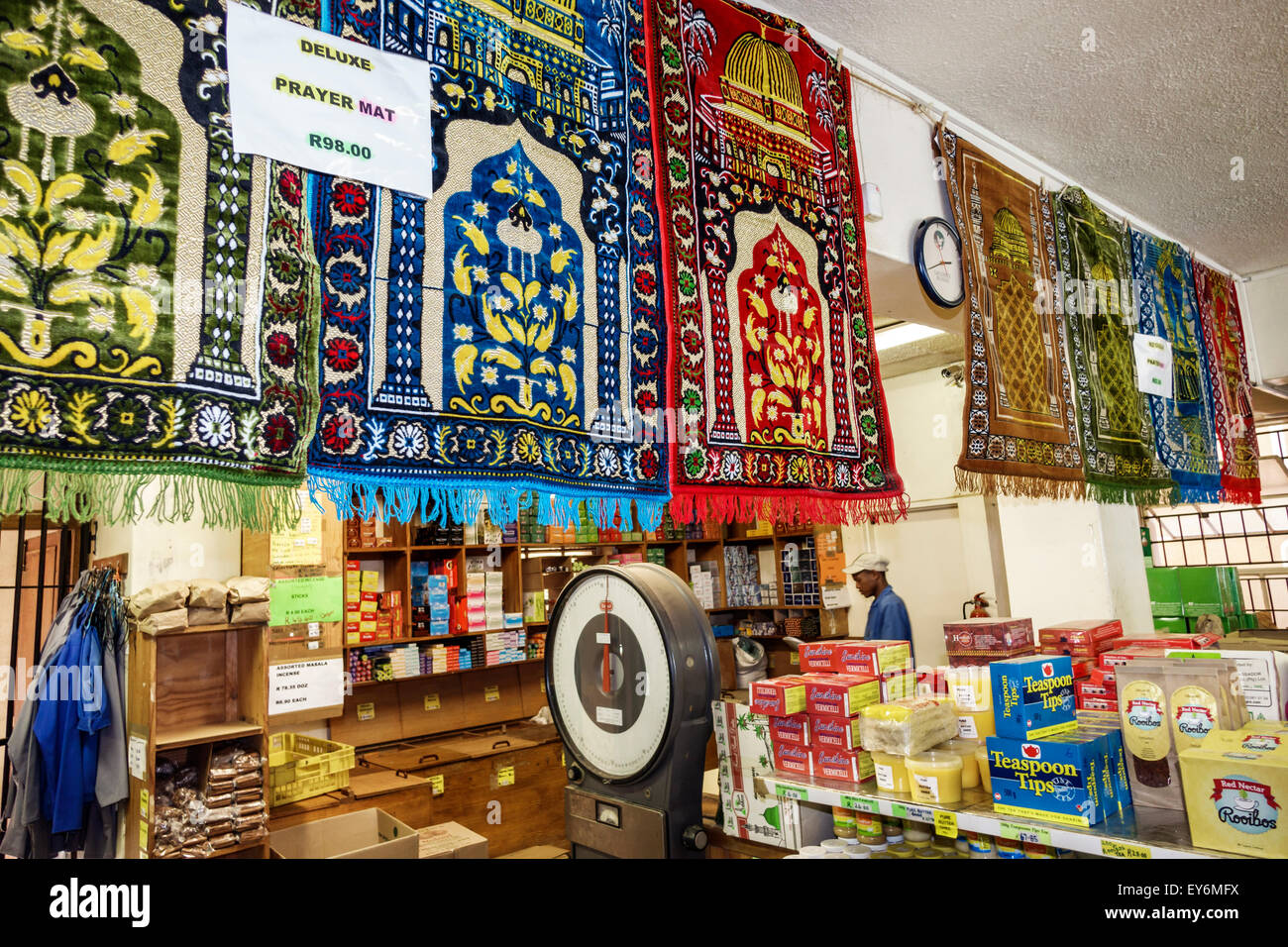 Cape Town South Africa,Bo-Kaap,Schotsche Kloof,Malay Quarter,Wale Street,Muslim,Atlas Trading Company,Indian spice shop,interior inside,counter,prayer Stock Photo