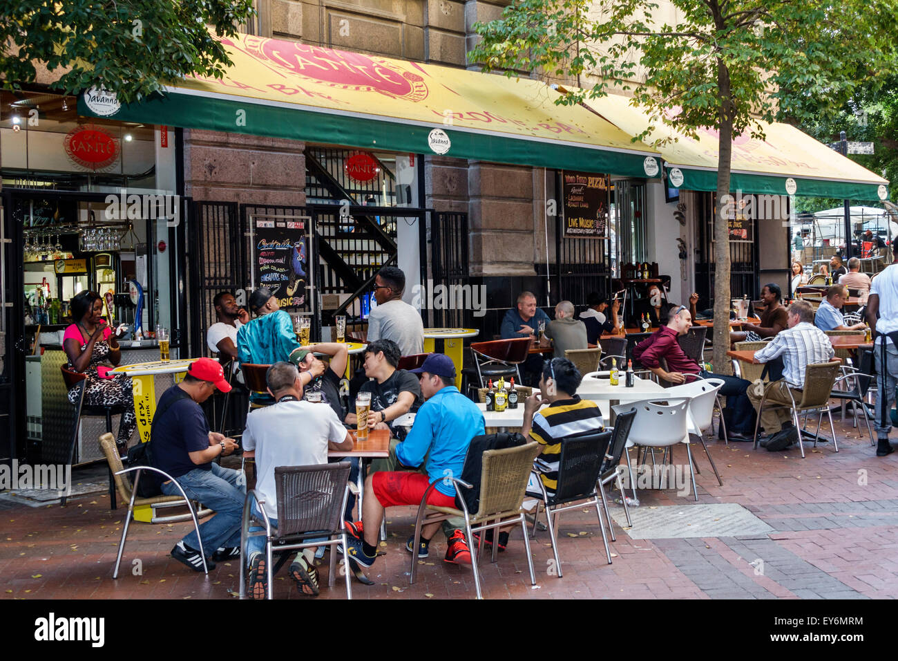 Cape Town South Africa,City Centre,center,Green Market Square,restaurant restaurants food dining cafe cafes,al fresco sidewalk outside tables,tables,S Stock Photo