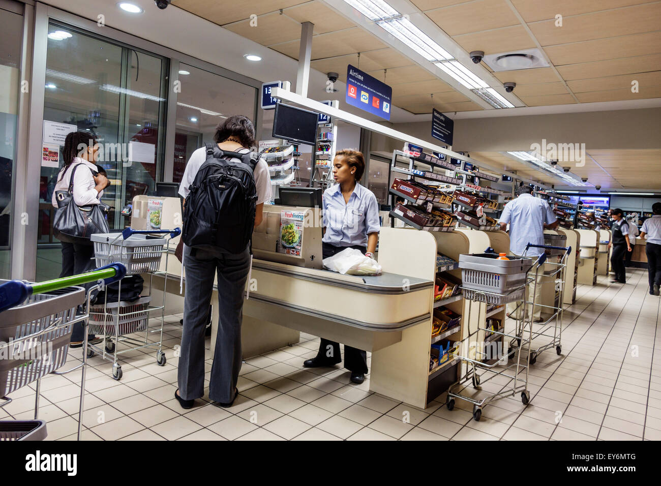 Cape Town South Africa,City Centre,center,Pick n Pay,grocery store,supermarket,interior inside,food,sale,checkout,cashier,SAfri150309199 Stock Photo