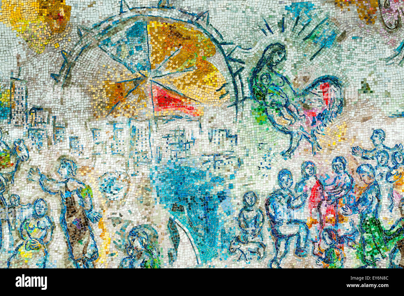 A detail of the Four Seasons mosaic by Marc Chagall in Chase Tower Plaza, Chicago. Stock Photo