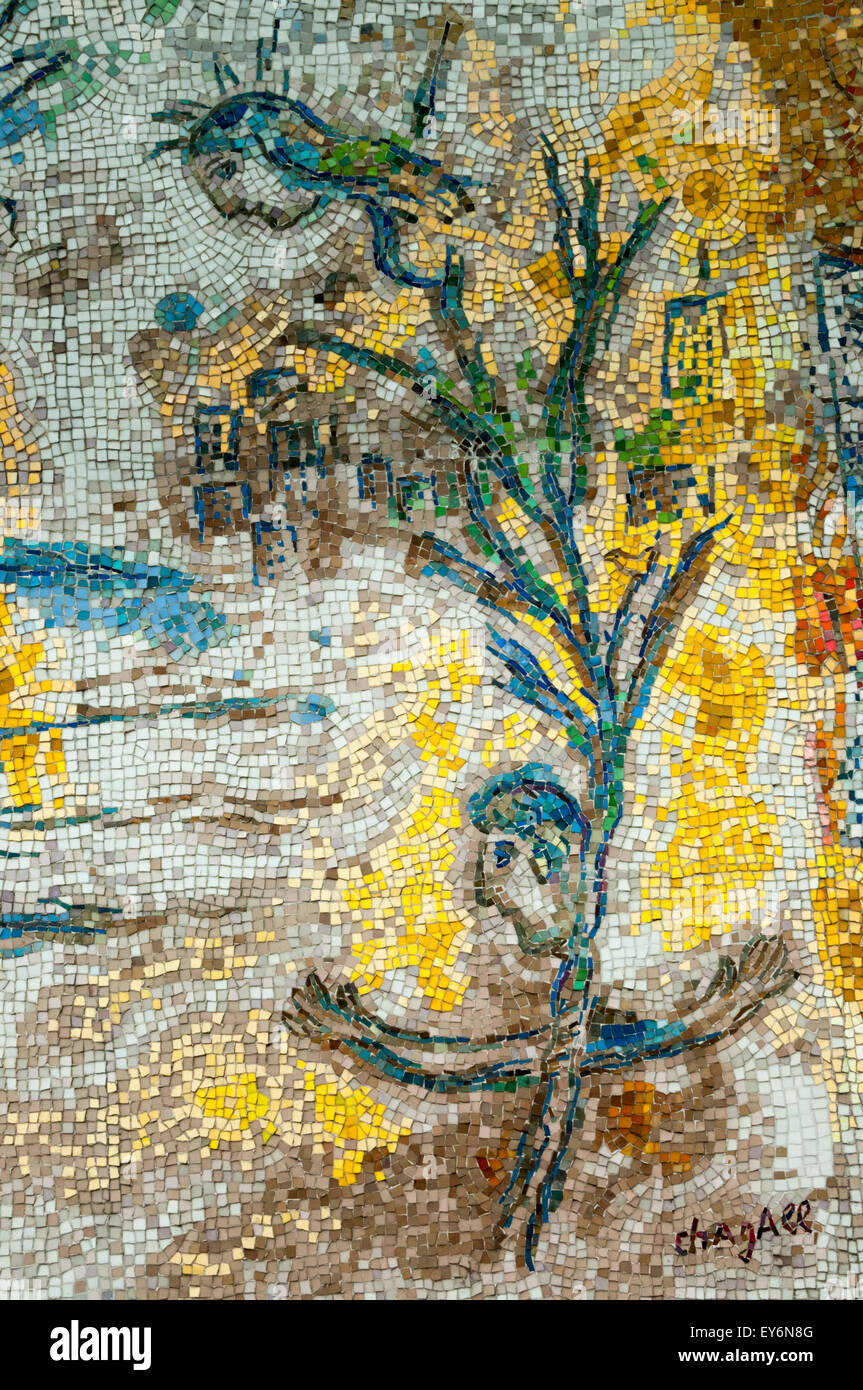 A detail of the Four Seasons mosaic by Marc Chagall in Chase Tower Plaza, Chicago. Stock Photo
