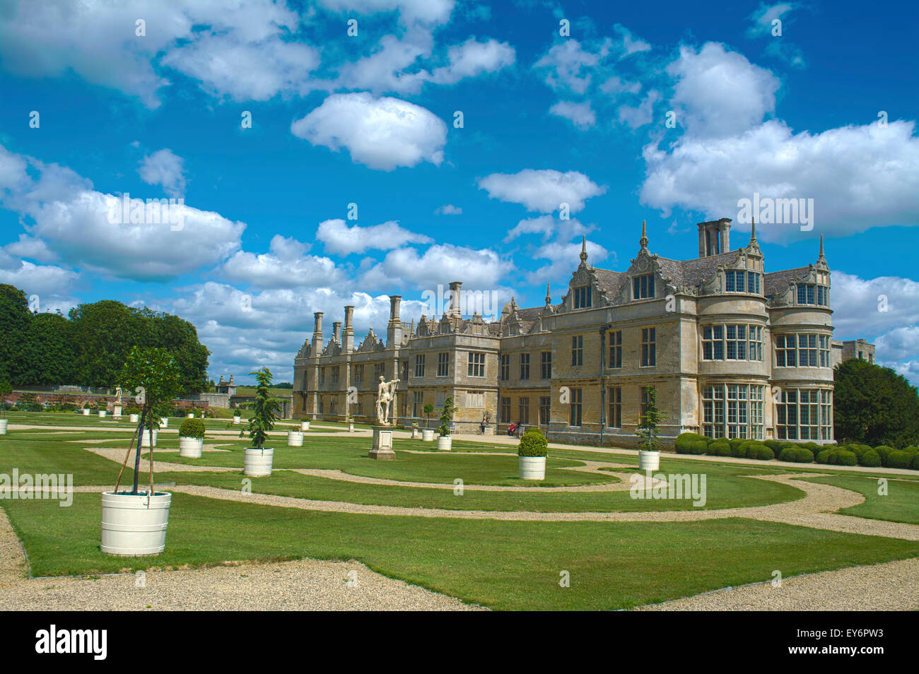 HDR of the formal gardens and exterior of Kirby Hall Stock Photo